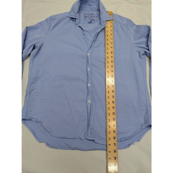 Frank & Eileen Eileen Distressed Relaxed Button Up Shirt Classic Blue Women Med - Picture 4 of 8